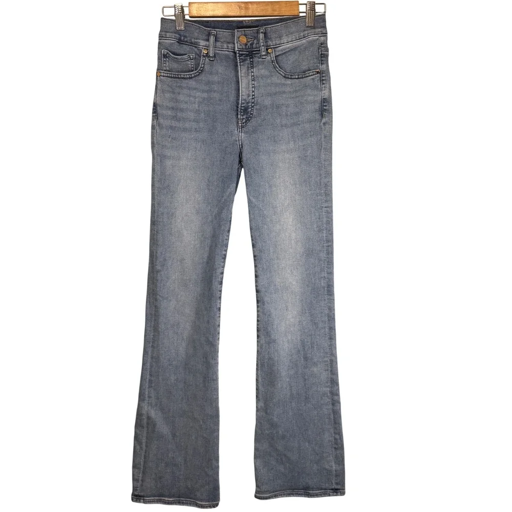 Express High Rise Bootcut Jeans Medium Wash Blue Size 4R Stretch Denim